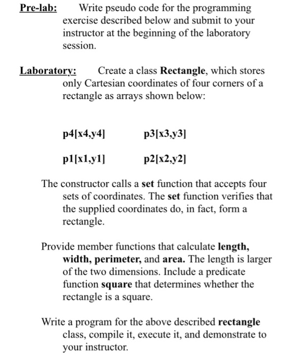  C++ with analysis in code Pre-lab: Write pseudo code for the