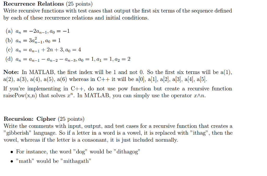 Please use MATLAB to solve the following problems. Please include well detailed