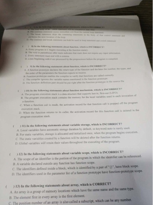  continue and break statemen con oth A Every program in C