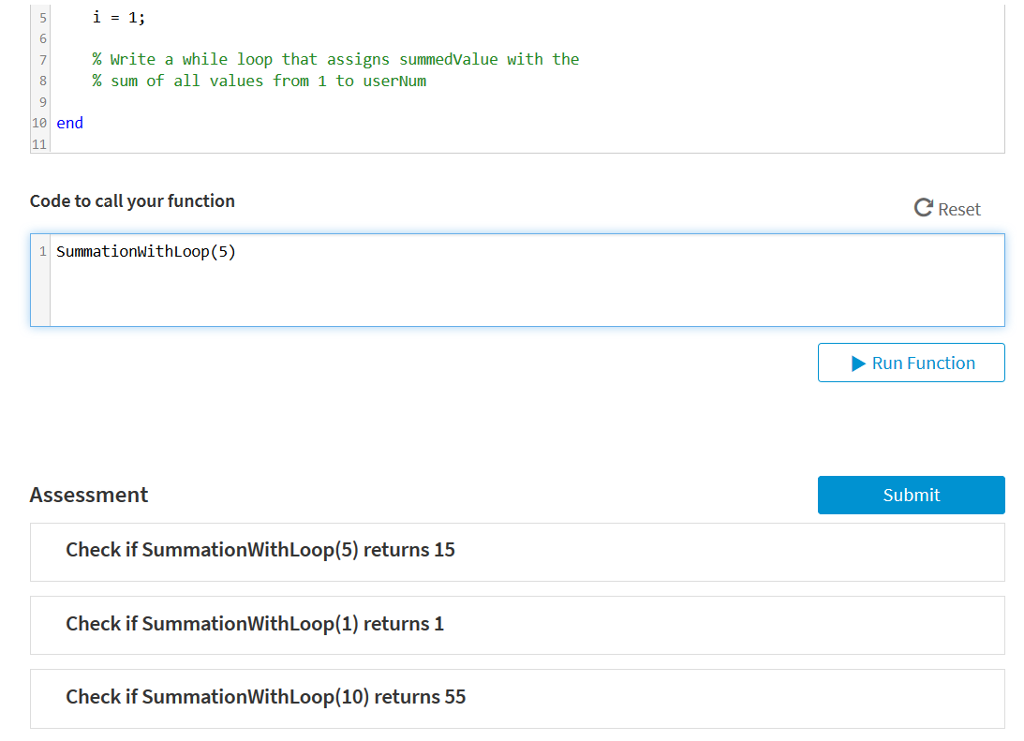 assigns summedValue with the sum af all values from 1 to userNum.