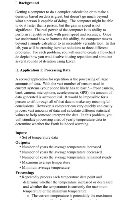  This is an excel question. The excel input statement is needed