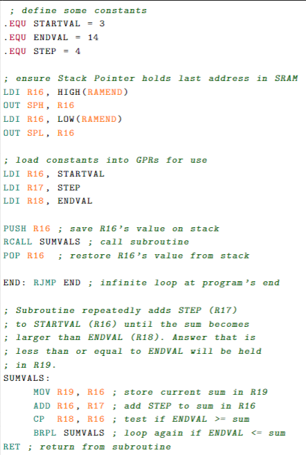  Consider the AVR Assembly program provided in problem 1 implemented on