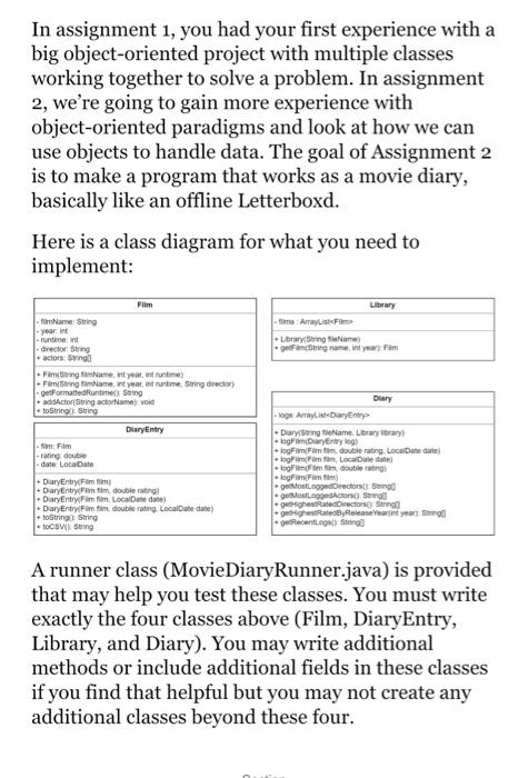  In assignment 1 , you had your first experience with a