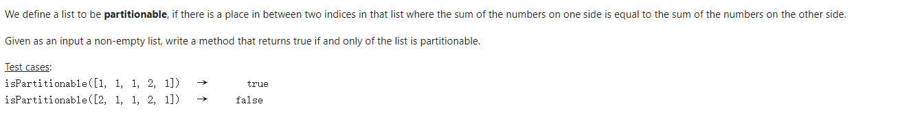 Need detailed code please We define a list to be partitionable, if