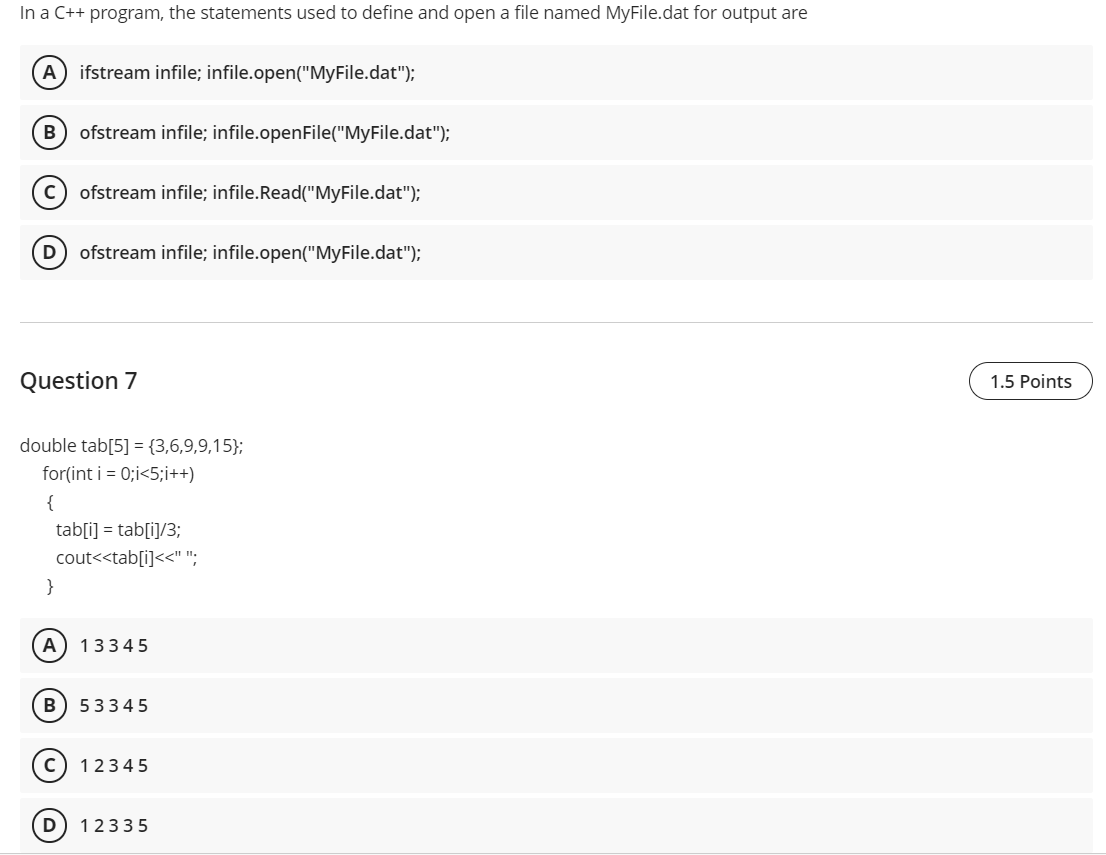 ++c In a C++ program, the statements used to define and open
