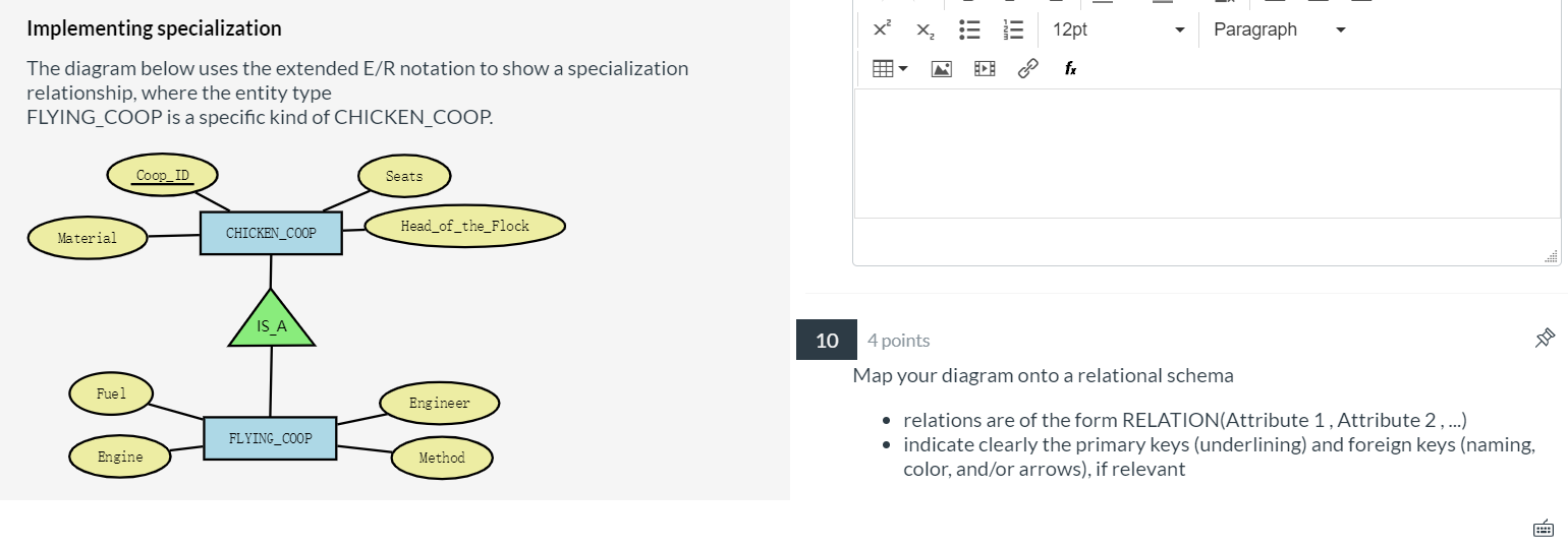 Implementing specialization x? 12pt Paragraph fx The diagram below uses the