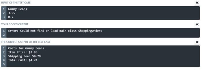 to Starter Code Costs for Chocolate Item Price: $20.00 Shipping Fee: $2.50