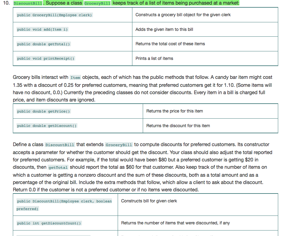  Can anyone solve this problem use java with given grocerybill class?