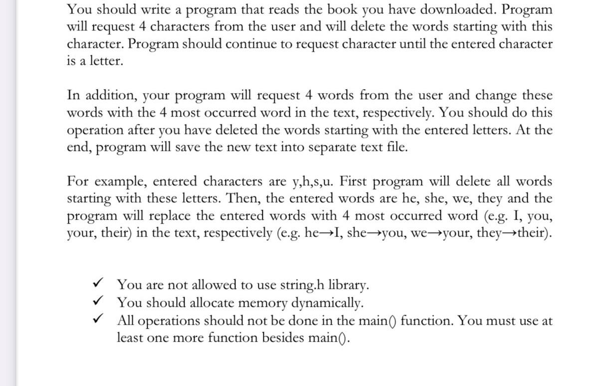  You should write a program that reads the book you have