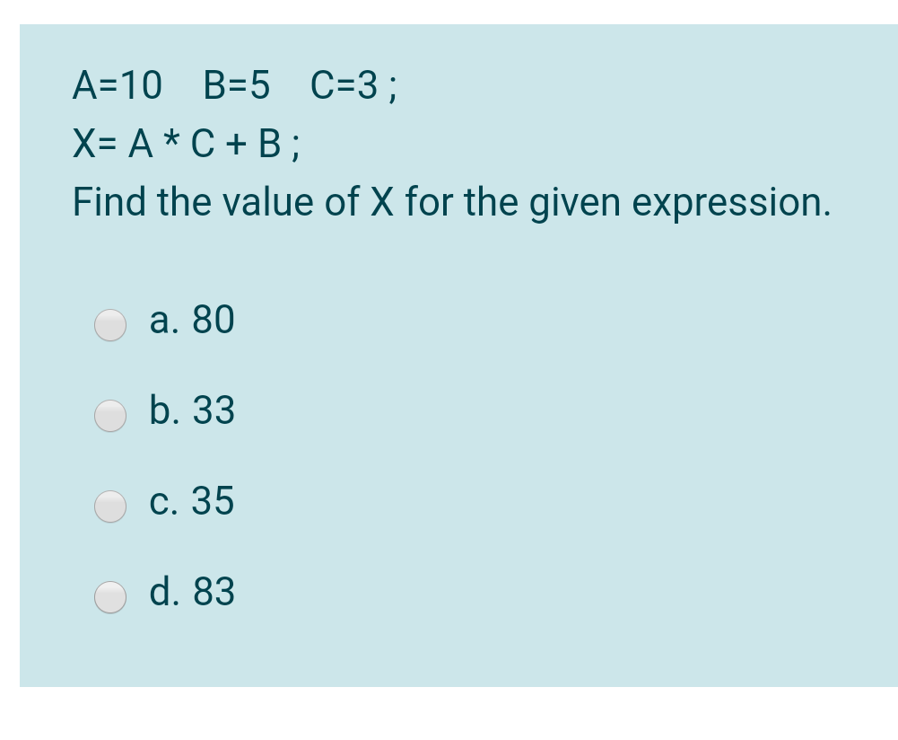 K= (x2 + Y)/Z a. K= (pow(X) + Y)/Z) b. K= pow(2,X)