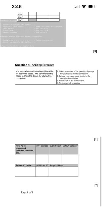 work, calculations and THE FIRST 5 SUBNETS to get full marks. Sche