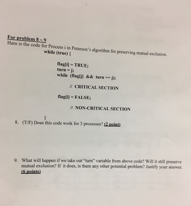  For problem 8-9 Here is the code for Process i in