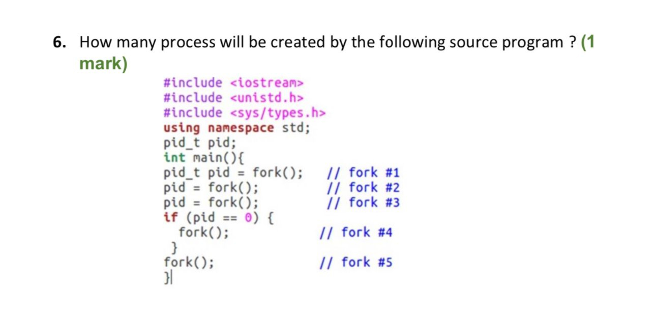  How many process will be created by the following source program