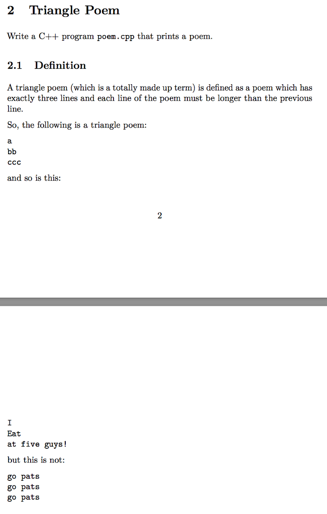  2 Triangle Poem Write a C++program poem.cpp that prints a poem.