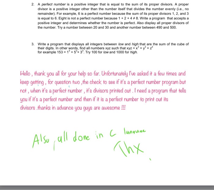  A perfect number is a positive integer that is equal to