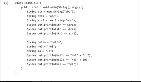 please write the output assuming the program is correct !! 10) class