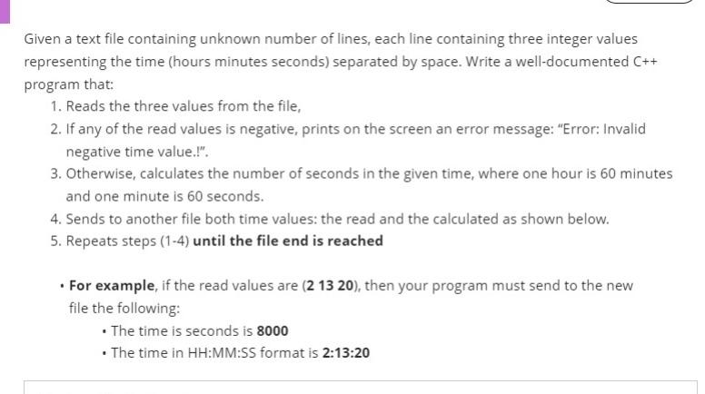 c++ plz fast Given a text file containing unknown number of lines,