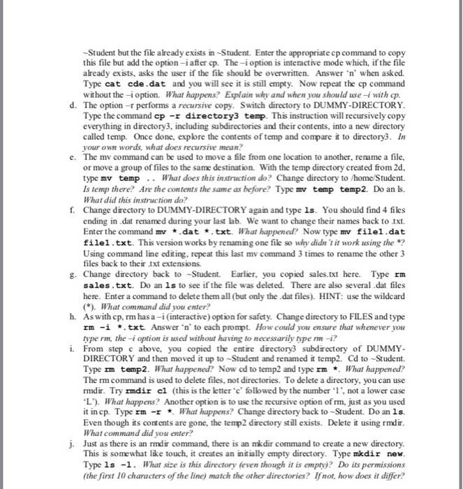 tab completion in steps like 2b, 2c cd to -Student. Type touch