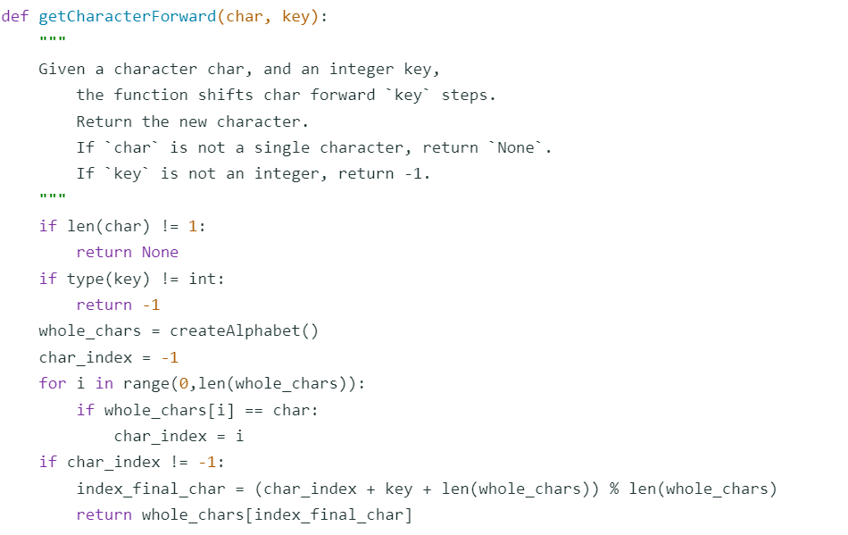 using the Caesar cipher. The first few lines of this function need