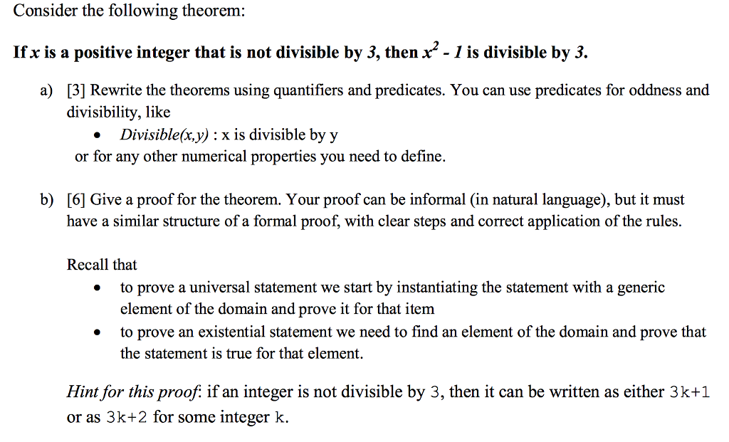 Consider the following theorem: If x is a positive integer that