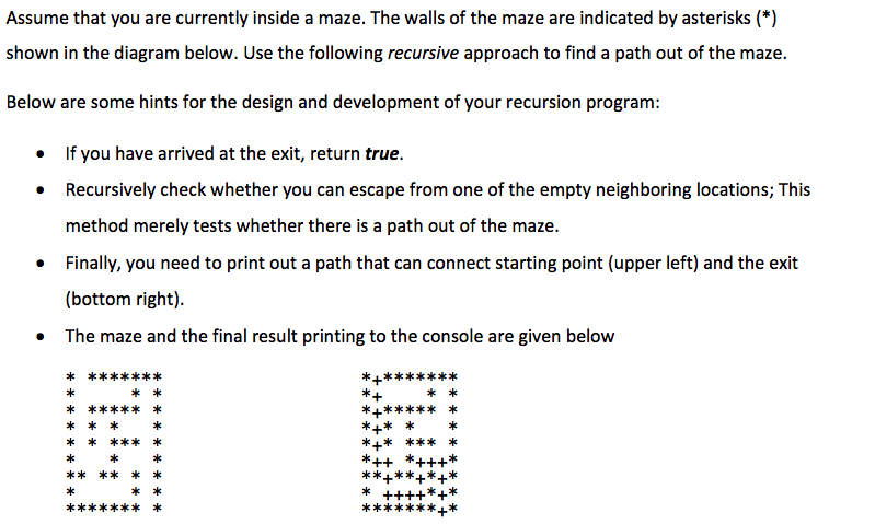  Escaping a Maze - JAVA ****public class maze {} print out