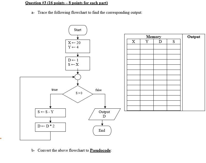  Question #3 (16 points - 8 points for each part) a-