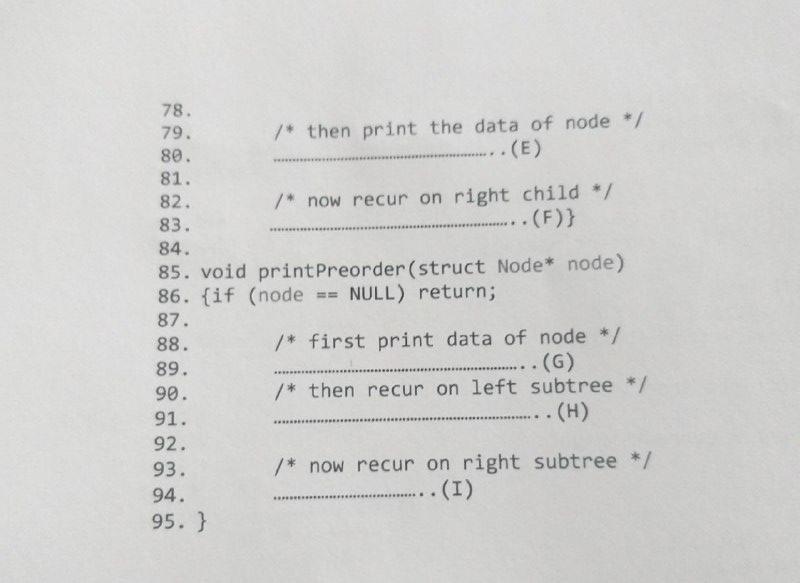 empty spaces indicated with A to I. 4. struct Node { 5.