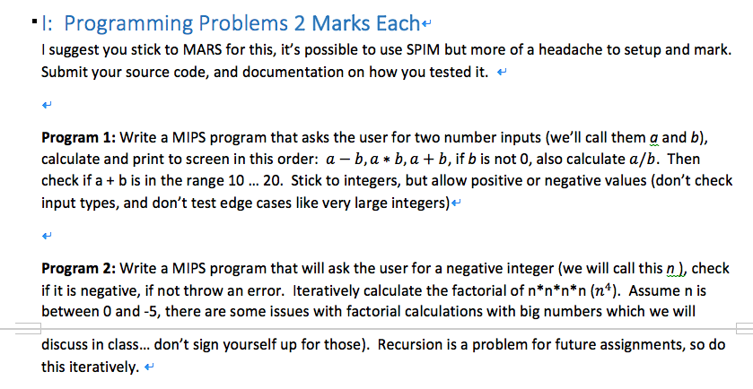  1: Programming Problems 2 Marks Each- I suggest you stick to