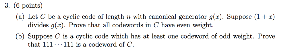 Let C be a cyclic code of length n with canonical