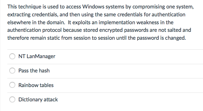 This technique is used to access Windows systems by compromising one