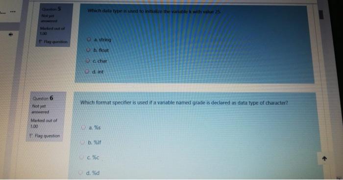  5 Which data tisured to initialize the vanable with value Muda