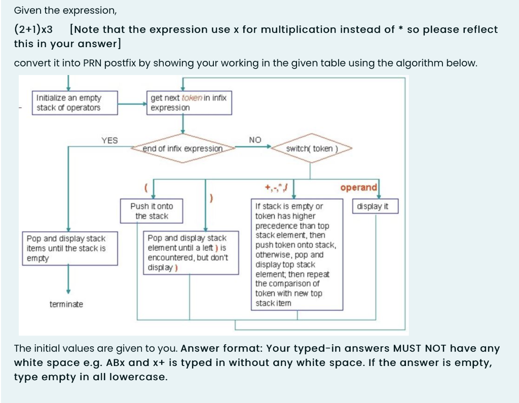  Given the expression, (2+1)x3 [Note that the expression use x for