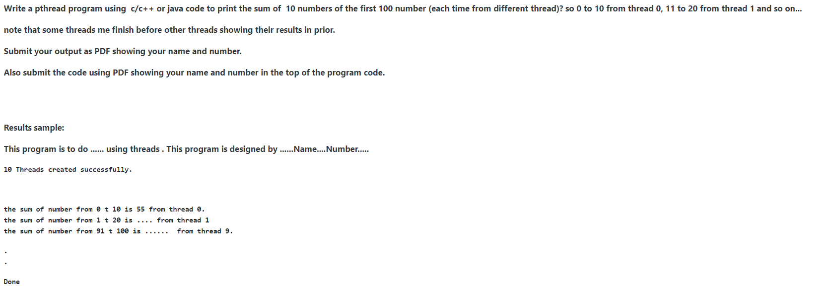 the sum of 10 numbers of the first 100 number (each time