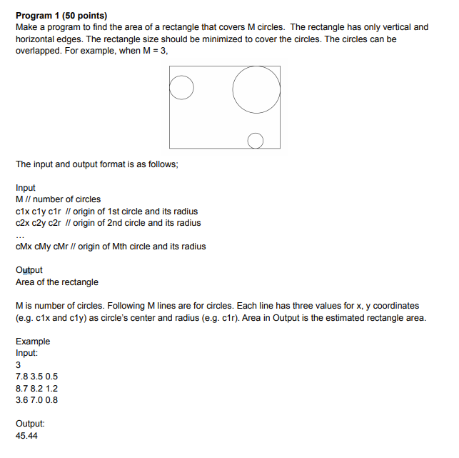  In Java, pls. Program 1 (50 points) Make a program to