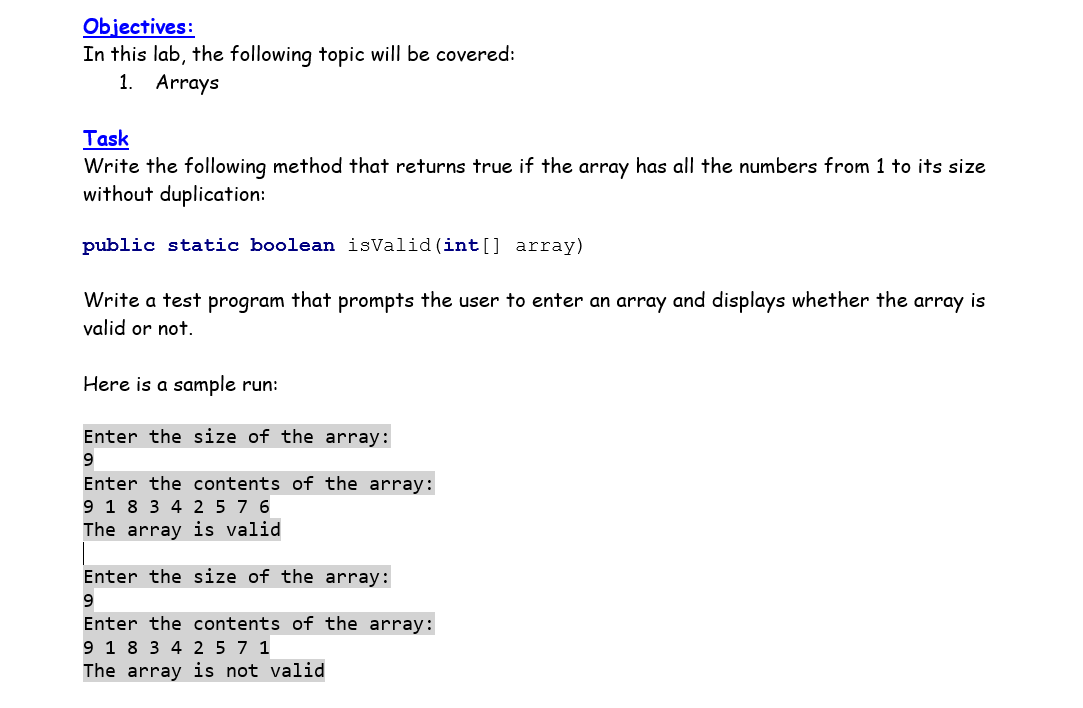 please solve this with java Objectives: In this lab, the following topic