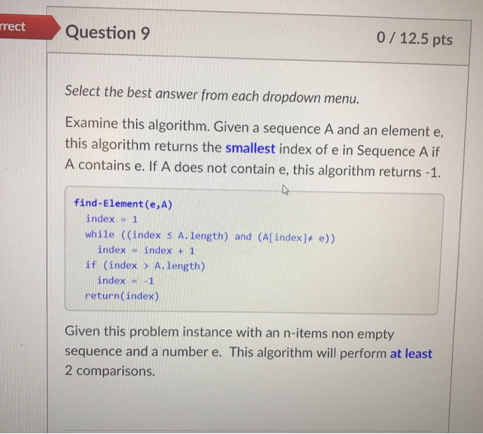 of e in Sequence A if A contains e. If A does