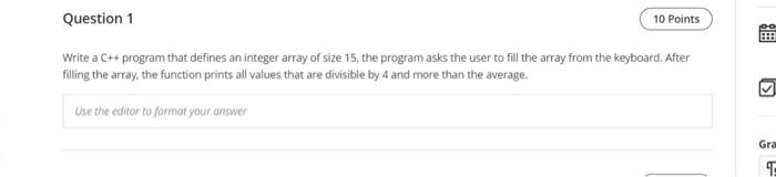 c++ Question 1 10 Points Write a C++ program that defines an