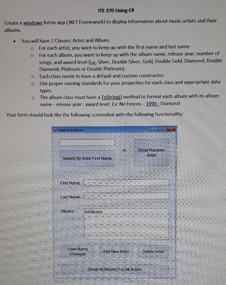 Using C# in programming ITE 370 Using C# Create a windows forms