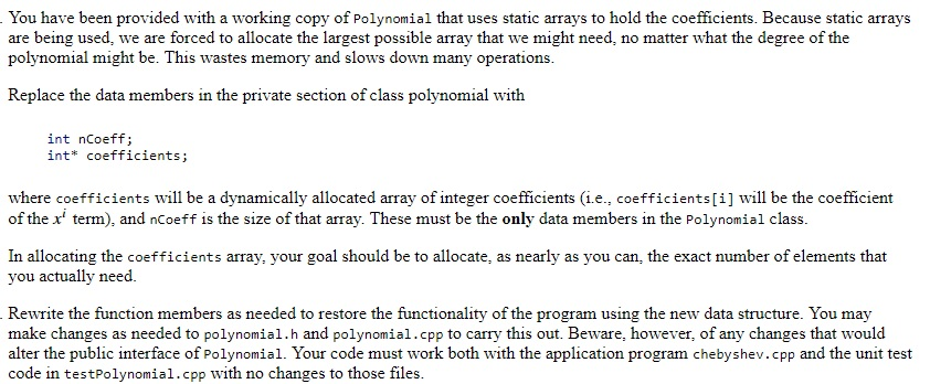 is all the file provide https://drive.google.com/open?id=1bFzy4p4_mpDq1xaojBbW3OXCwLSZGEPP i try to fix the polynomial.cpp