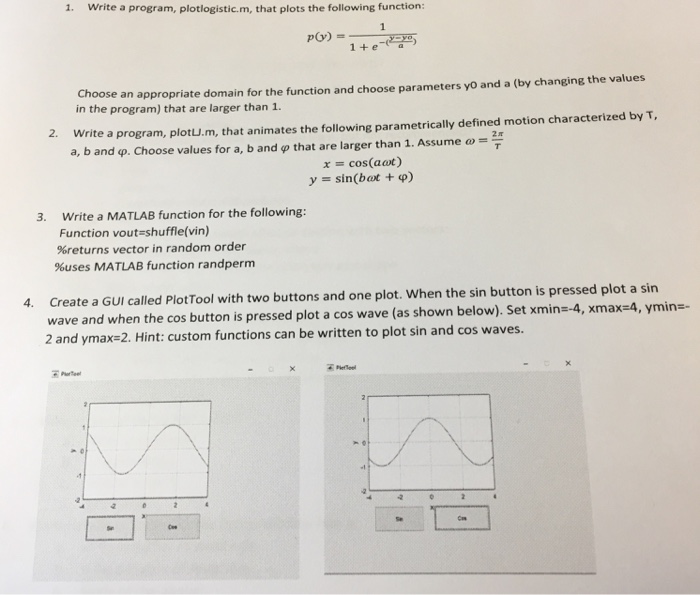  Write .1 program, plotlogistic.m, that plots the following function: p(y) =