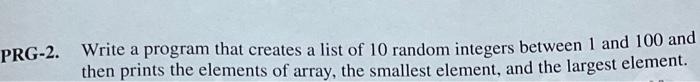of 100 elements and fills the elements with random integers between 100