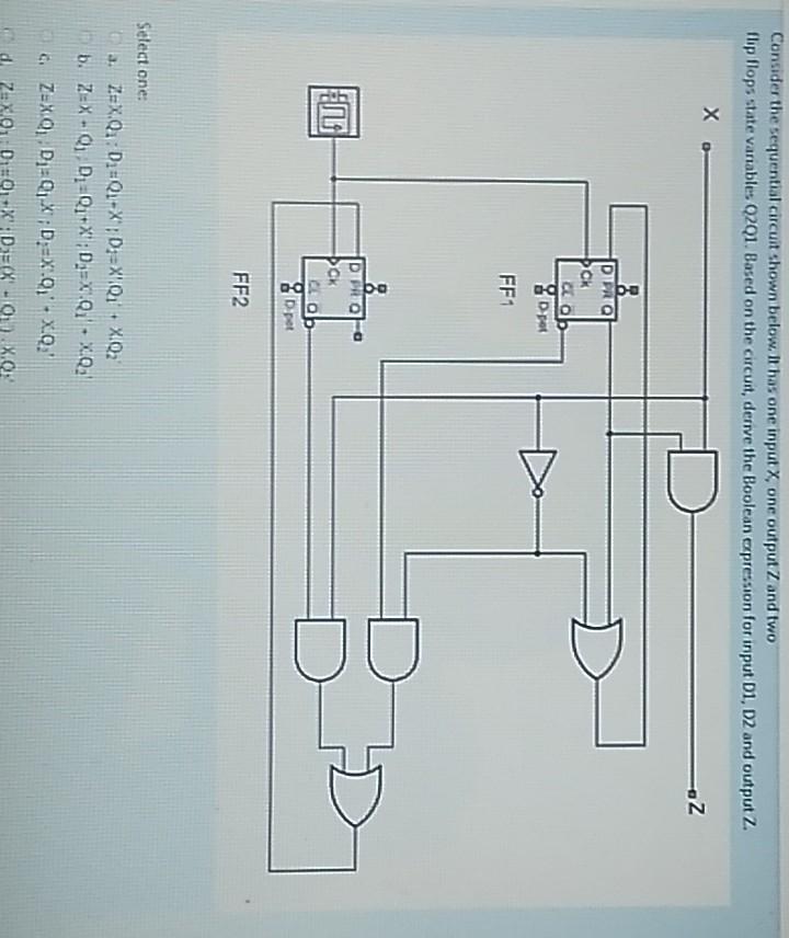  Consider the sequential circuit shown below. It has one input ,