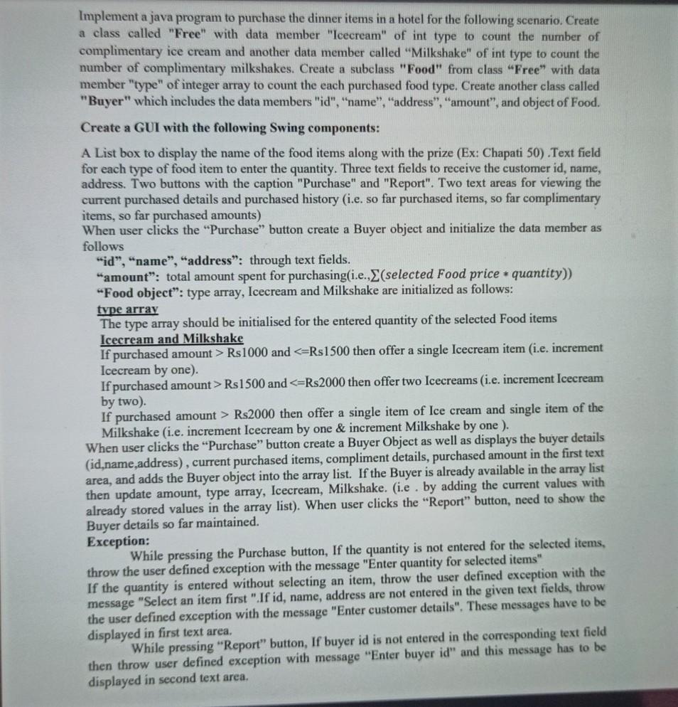  can u give atleast relavent java code Implement a java program