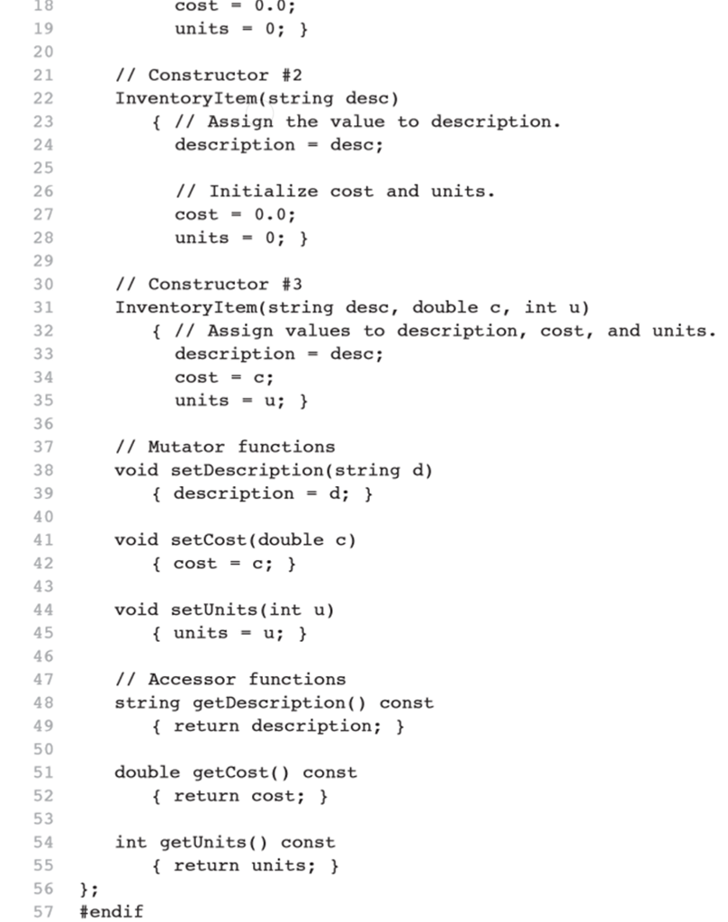 a class of data structures). Please implement the InventoryItem.h in this code.