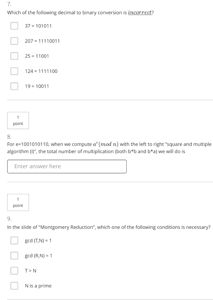 For OsTN N is a prime 10. The Montgomery reduction of 25