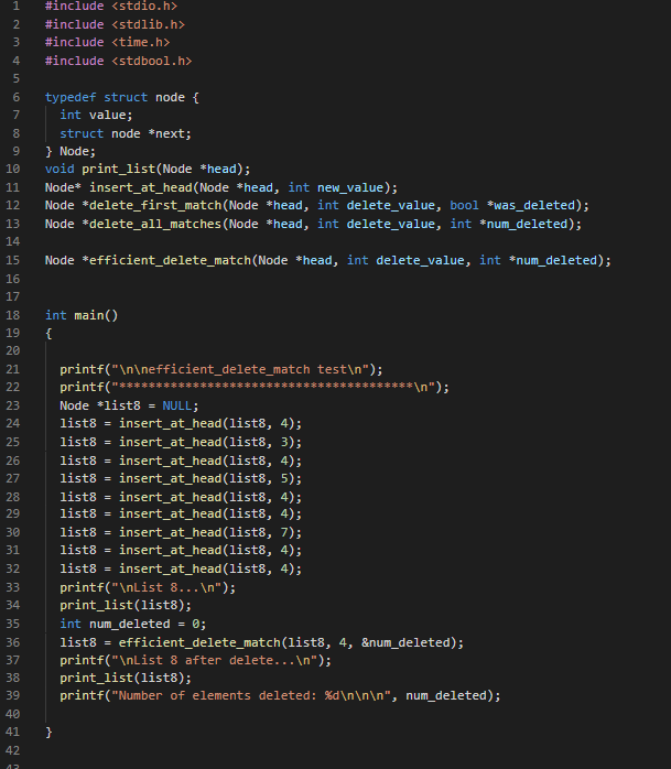 *num_delete); ) here is the output The function efficient_delete_match should delete any