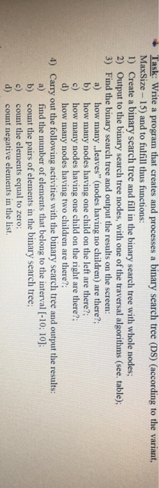  Java program that creates and processes a binary search tree. Traversal: