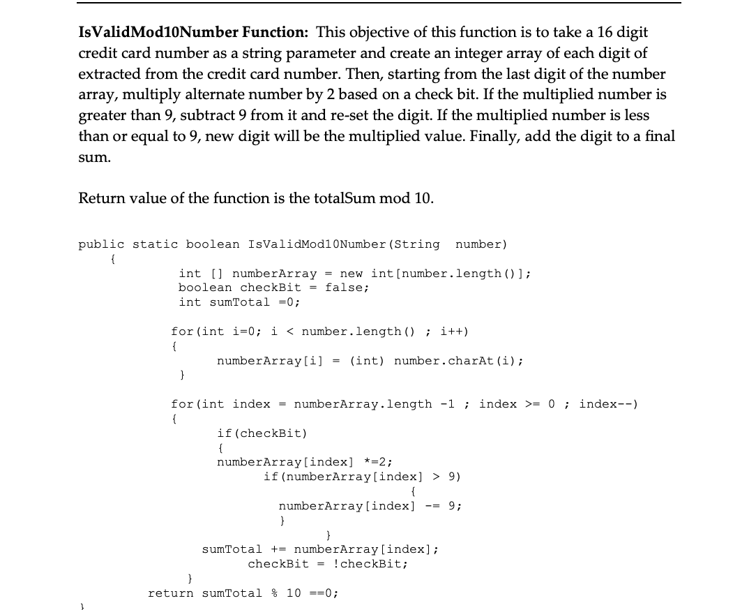 i need help with D and E please IsValidMod10Number Function: This objective