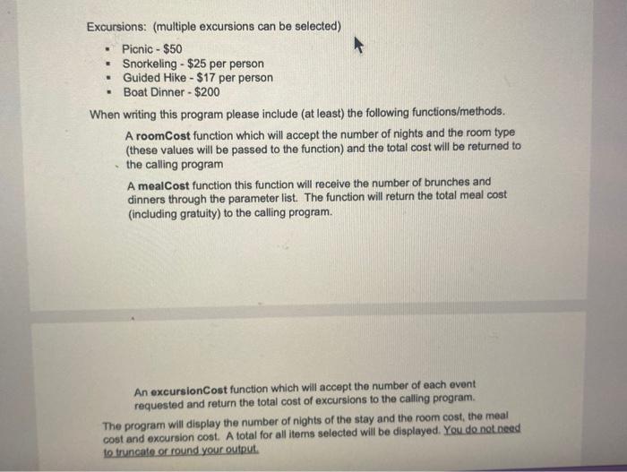 the cost of a resort vacation. A resort client will be able