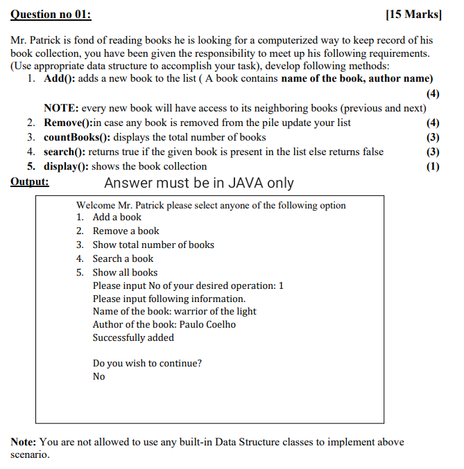 Question: ATTENTION Need Coding with screenshot in JAVA only I have already